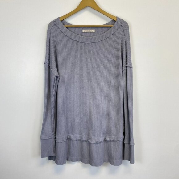 Free People Gray Thermal Waffle Knit Oversized Tunic - Picture 3 of 13